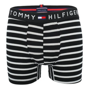 Bokserki męskie majtki czarne w białe paski TOMMY HILFIGER B31
