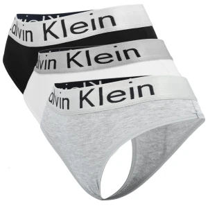 Majtki damskie stringi thong CALVIN KLEIN 3-pak czarny szary biały M1