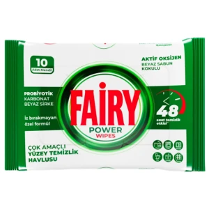 Nawilżane Chusteczki do Czyszczenia Powierzchni Fairy Power Wipes 10 sztuk