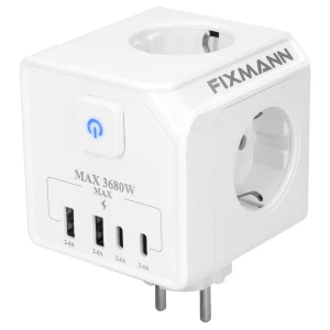 Rozgałęźnik Gniazdkowy 7w1 Kostka USB-A USB-C Trójnik 16A