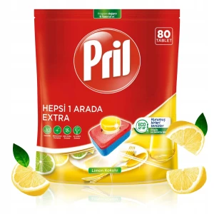 Pril All in One Extra Lemon - Tabletki do Zmywarki - 80 Sztuk