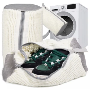 Torba do Prania Butów Worek Ochronny do Pralki z Mikrofibry Biały/Kremowy
