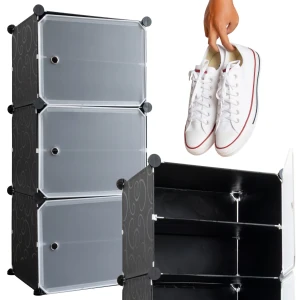 Szafka modułowa na buty 3 elementy Czarny WERDANO HOME